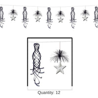12 Pack Bulk Star Shimmer Party Garland - black/silver