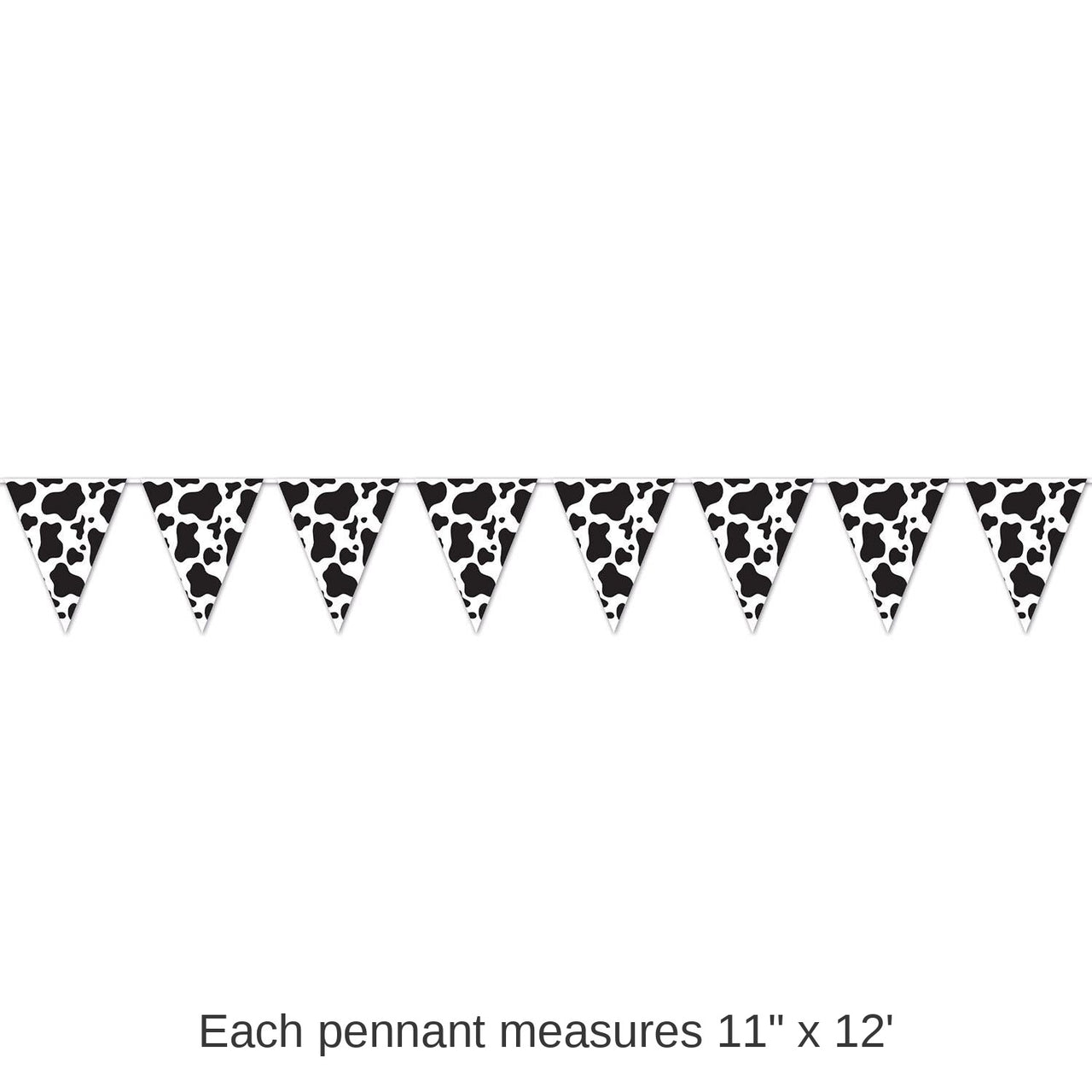 12 Pack Bulk Cow Print Pennant Party Banner