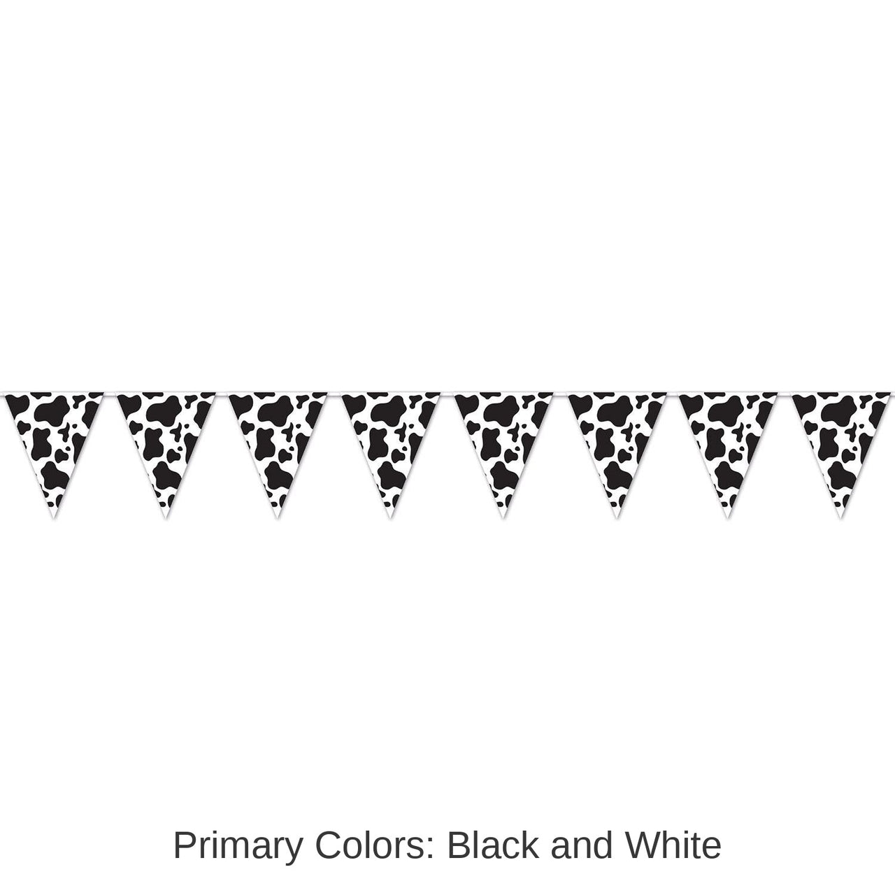 12 Pack Bulk Cow Print Pennant Party Banner
