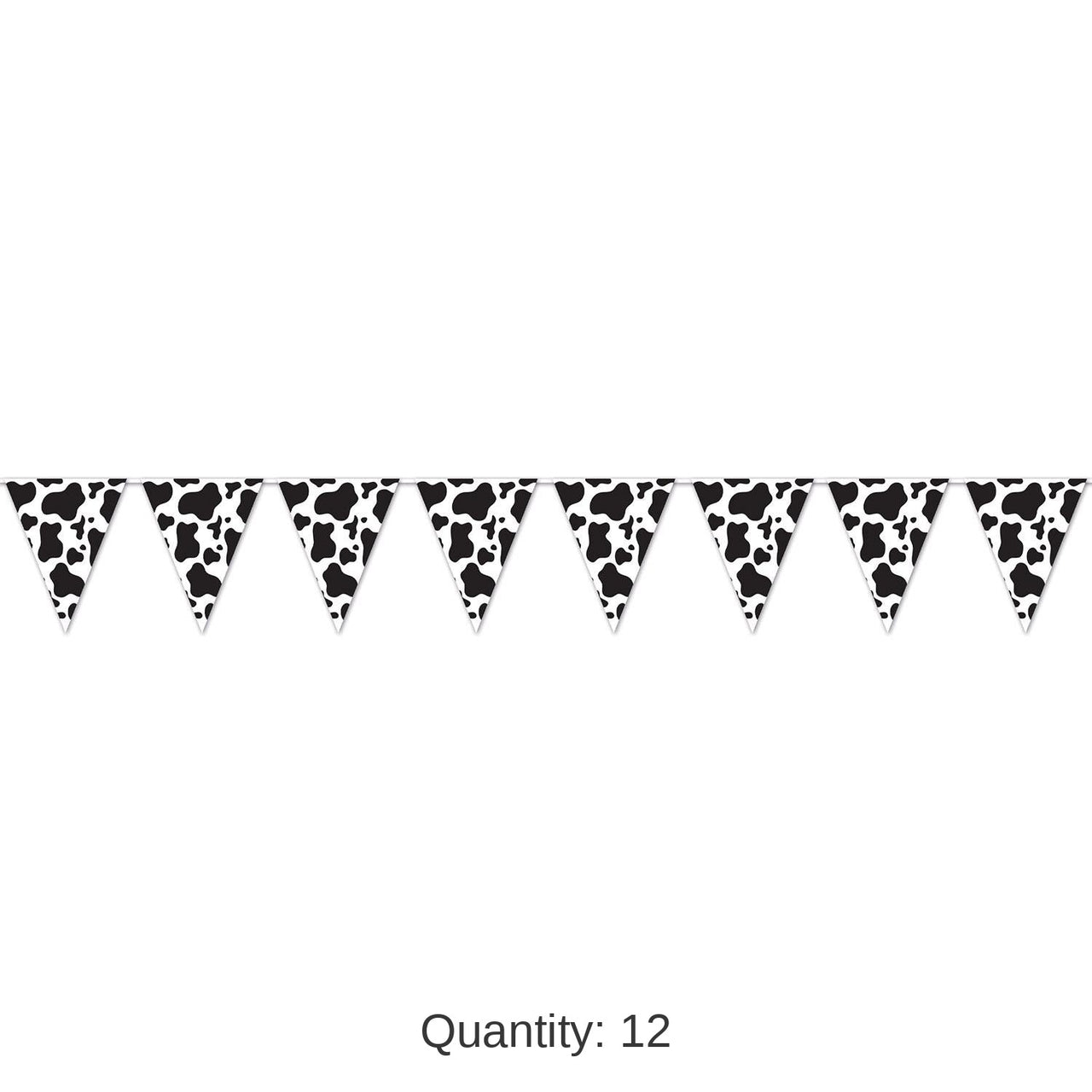 12 Pack Bulk Cow Print Pennant Party Banner