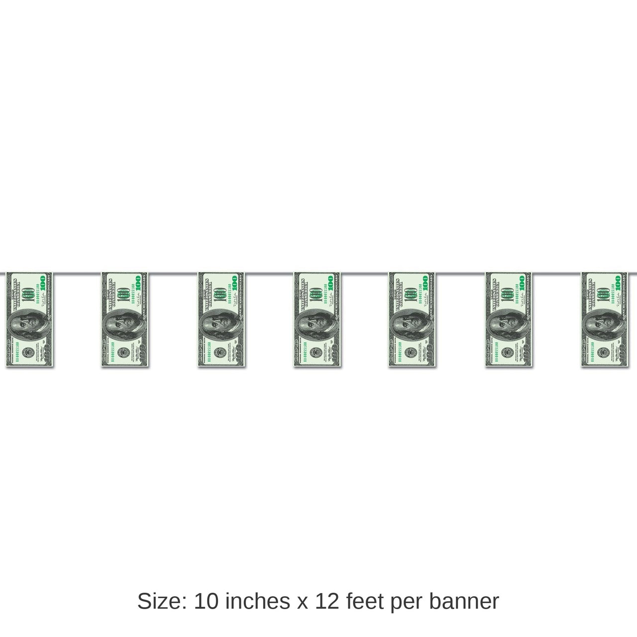 12 Pack Bulk $100 Bill Pennant Party Banner