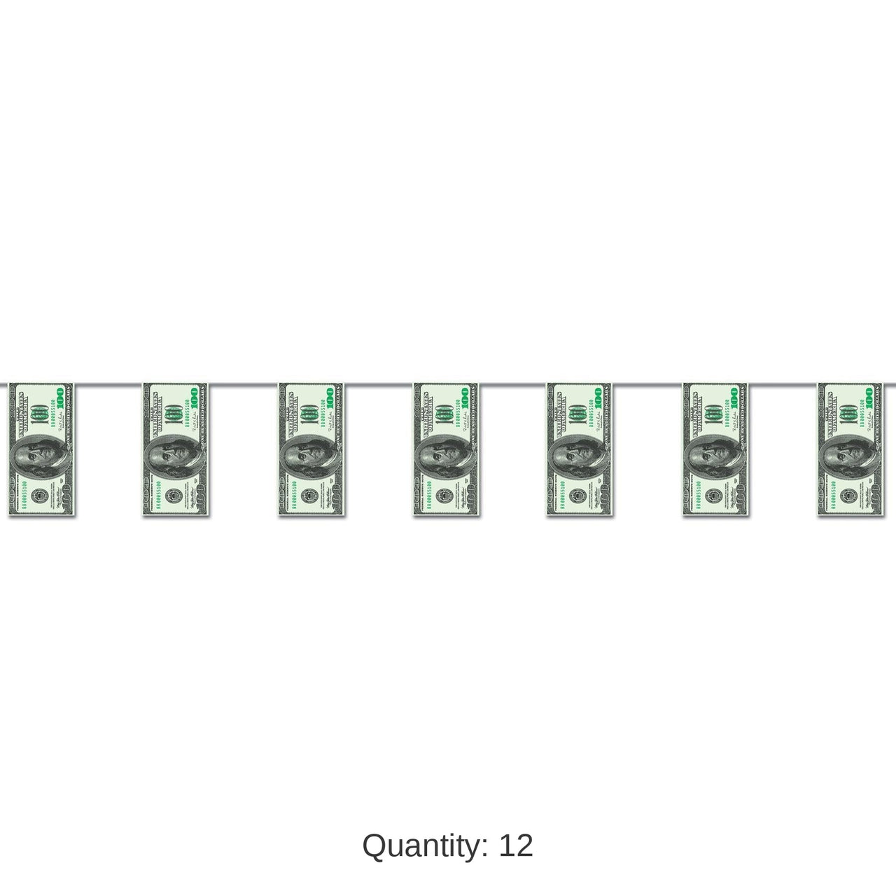 12 Pack Bulk $100 Bill Pennant Party Banner