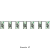 12 Pack Bulk $100 Bill Pennant Party Banner