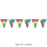 12 Pack Bulk Tie-Dyed Pennant Party Banner