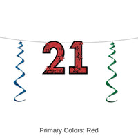 12 Pack Bulk 21st Birthday Party Glittered Streamer