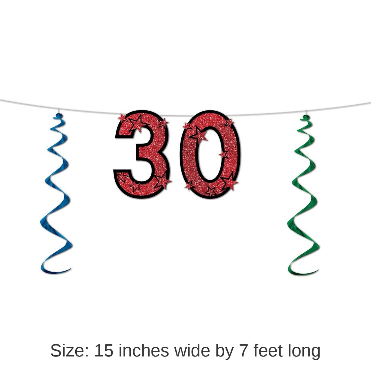 12 Pack Bulk 30th Birthday Party Glittered Streamer