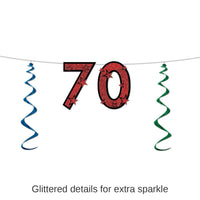 12 Pack Bulk 70th Birthday Party Glittered Streamer