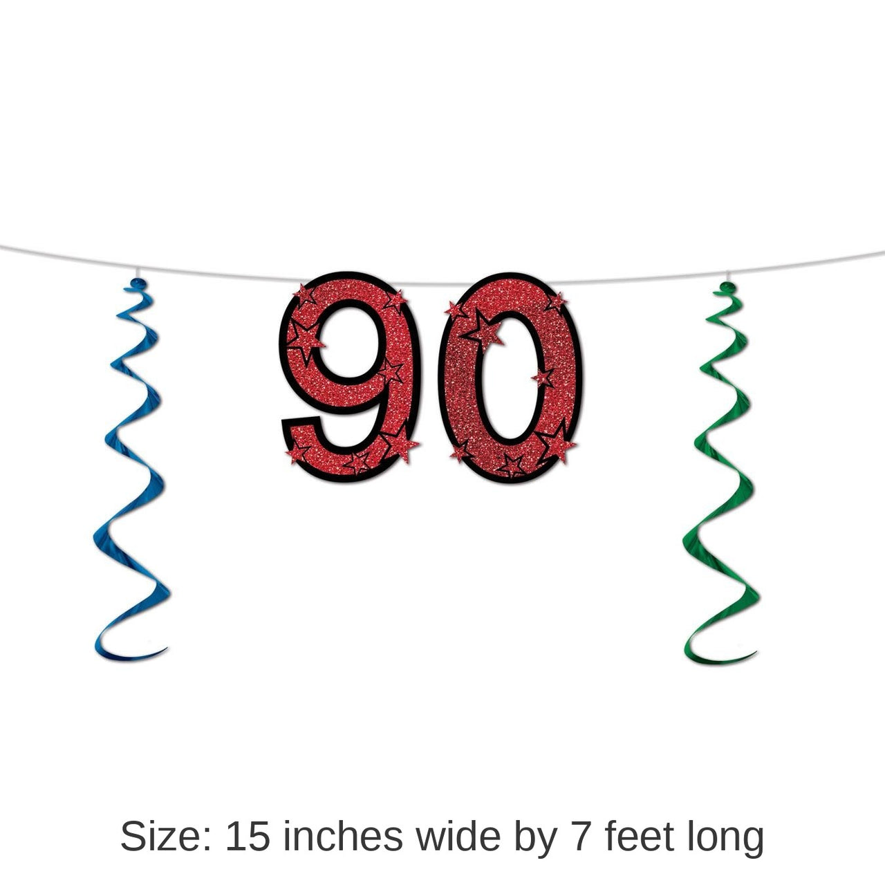 12 Pack Bulk 90th Birthday Party Glittered Streamer