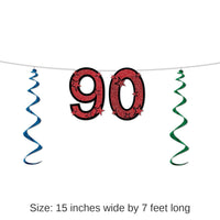 12 Pack Bulk 90th Birthday Party Glittered Streamer