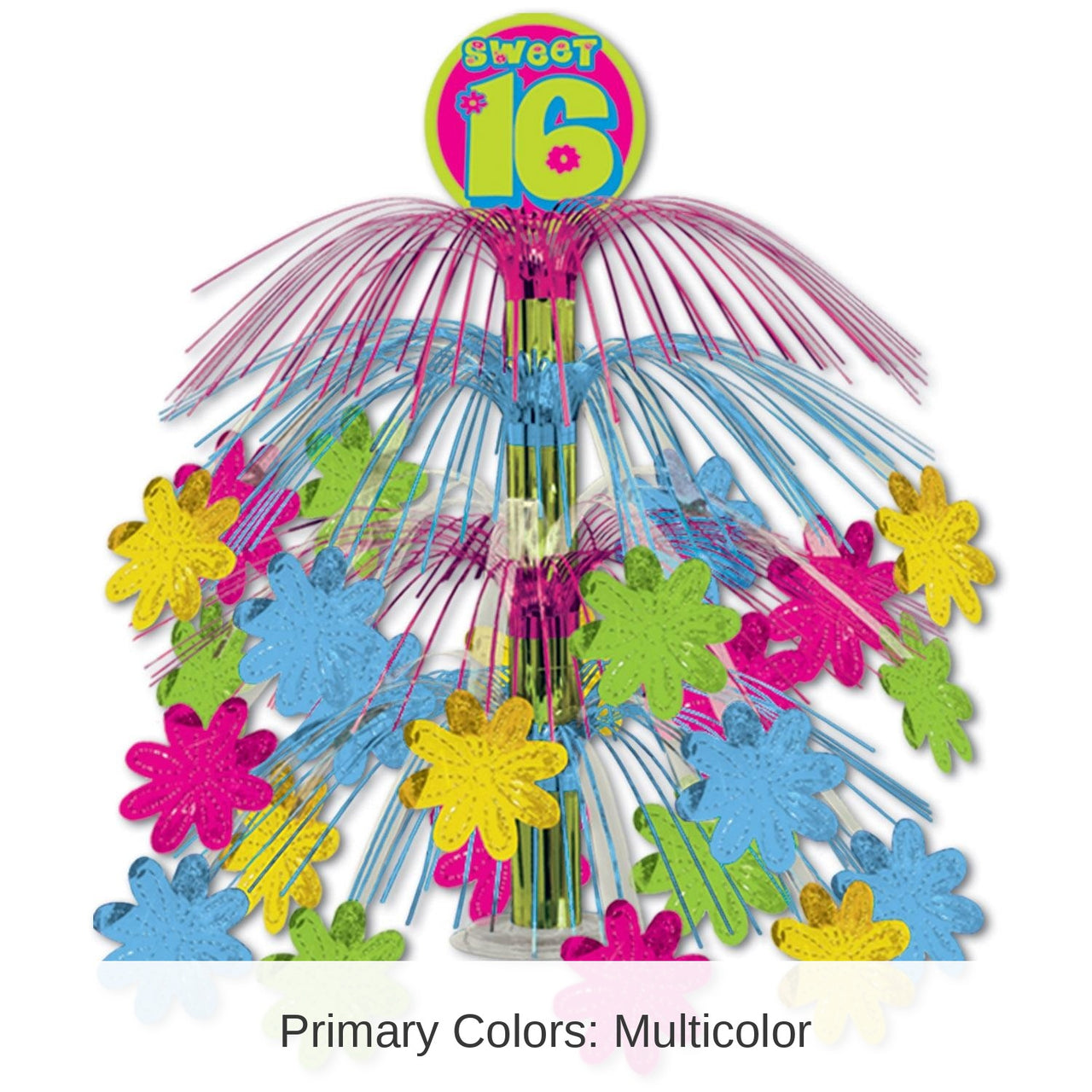 6 Pack Bulk Sweet 16 Birthday Party Cascade Centerpiece- Multicolor