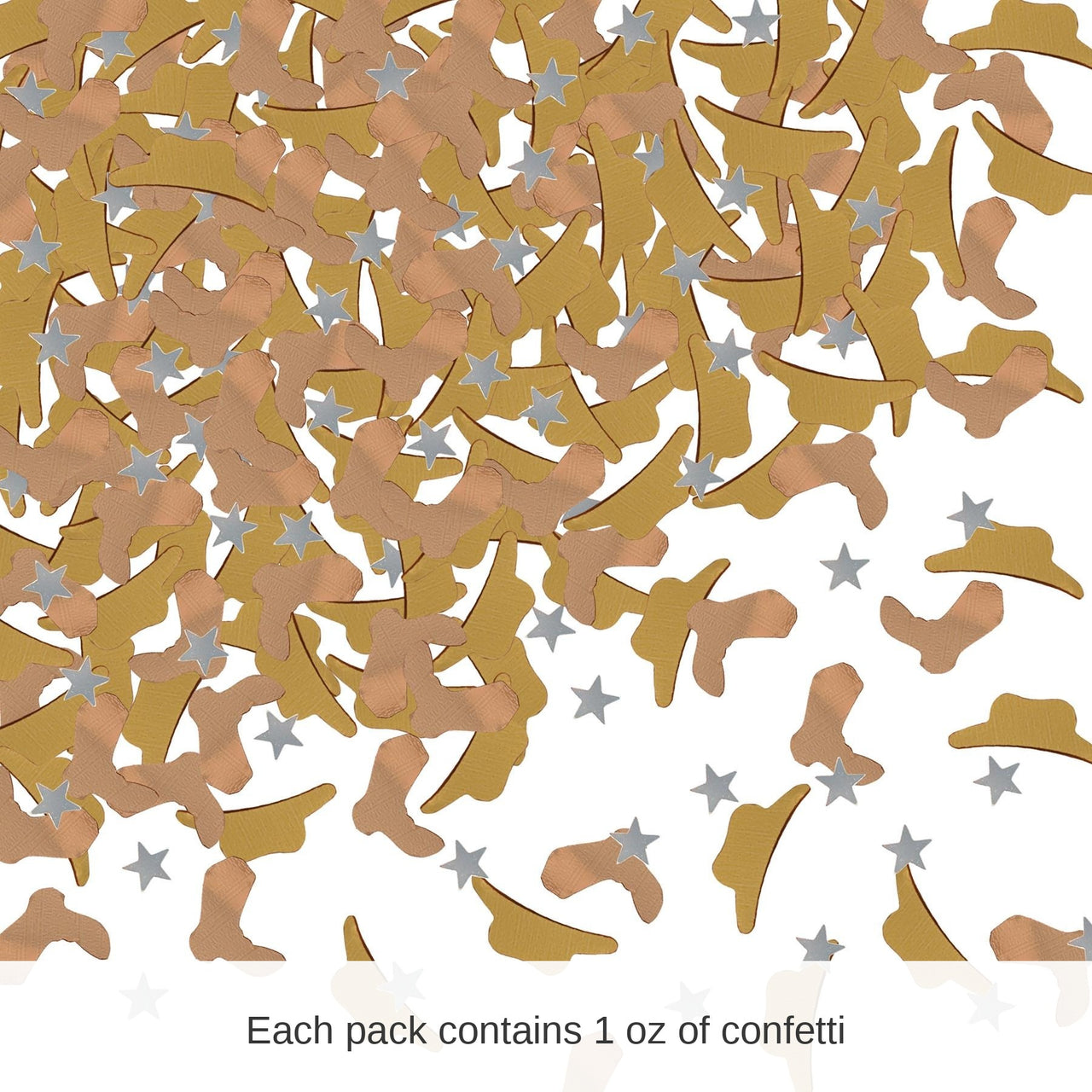 12 Pack Bulk Confetti Western Icons Decorations copper - gold - silver (1 Oz per Pack)