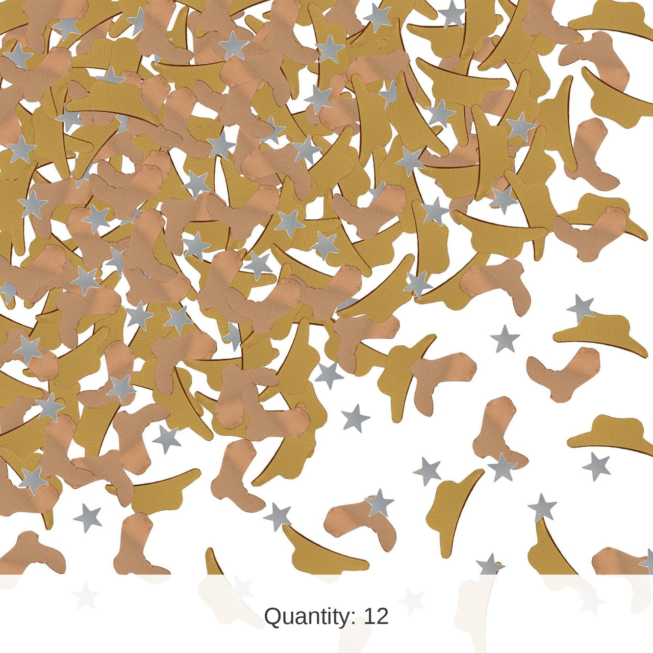 12 Pack Bulk Confetti Western Icons Decorations copper - gold - silver (1 Oz per Pack)