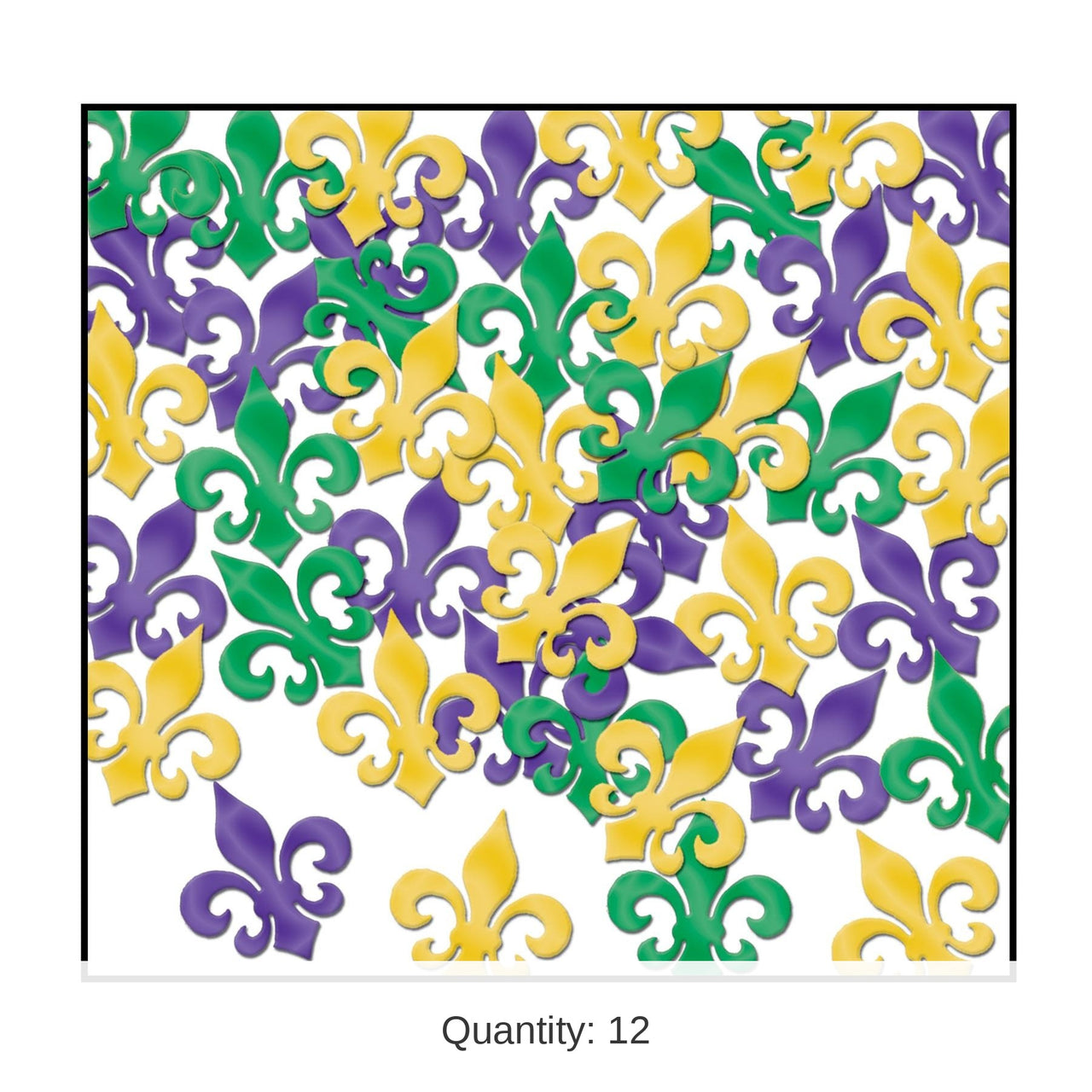 12 Pack Bulk Mardi Gras Confetti Fleur De Lis gold - green - purple (1 Oz per Pack)