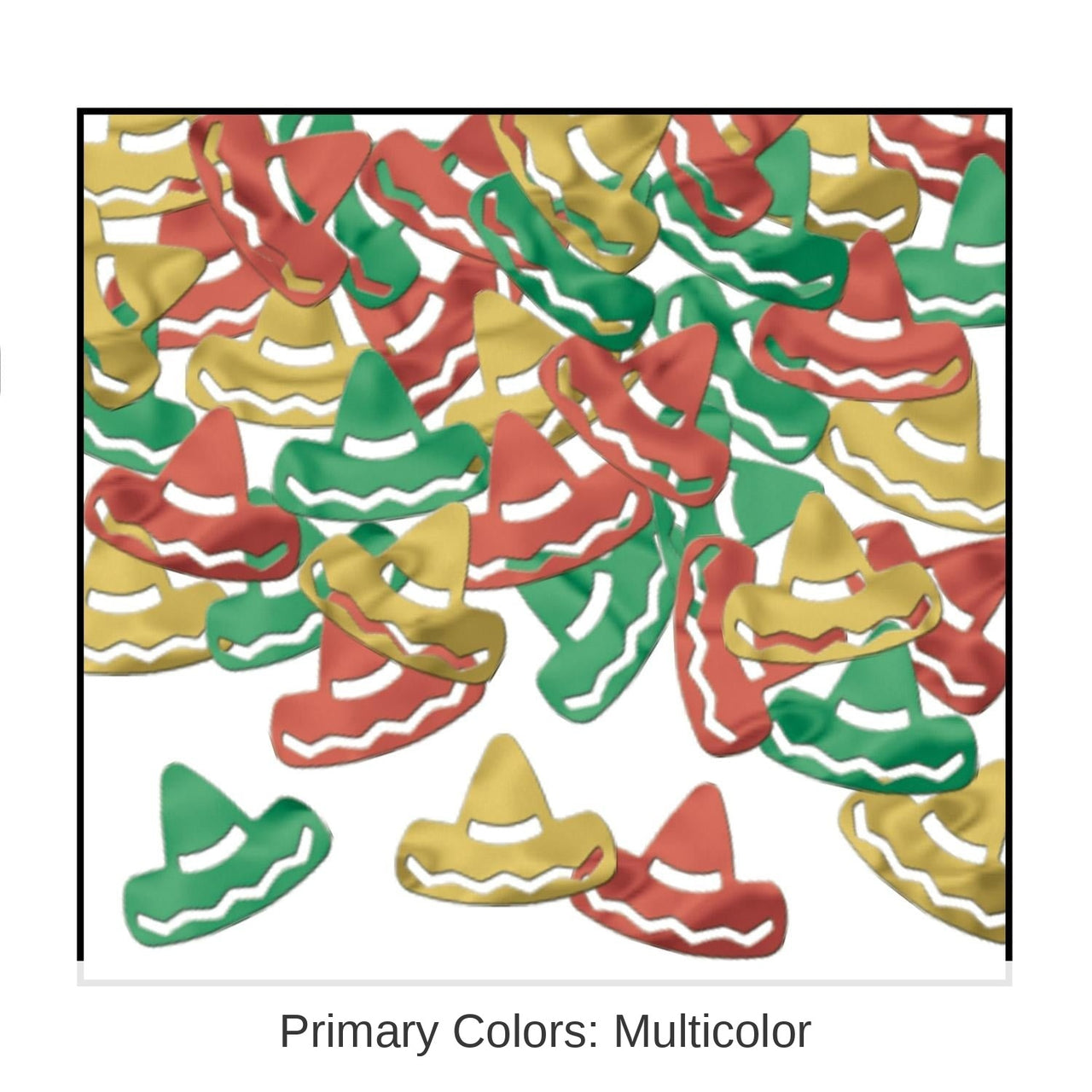 12 Pack Bulk Fiesta Confetti Sombreros red - gold - green (1 Oz per Pack)