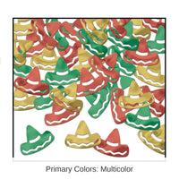 12 Pack Bulk Fiesta Confetti Sombreros red - gold - green (1 Oz per Pack)
