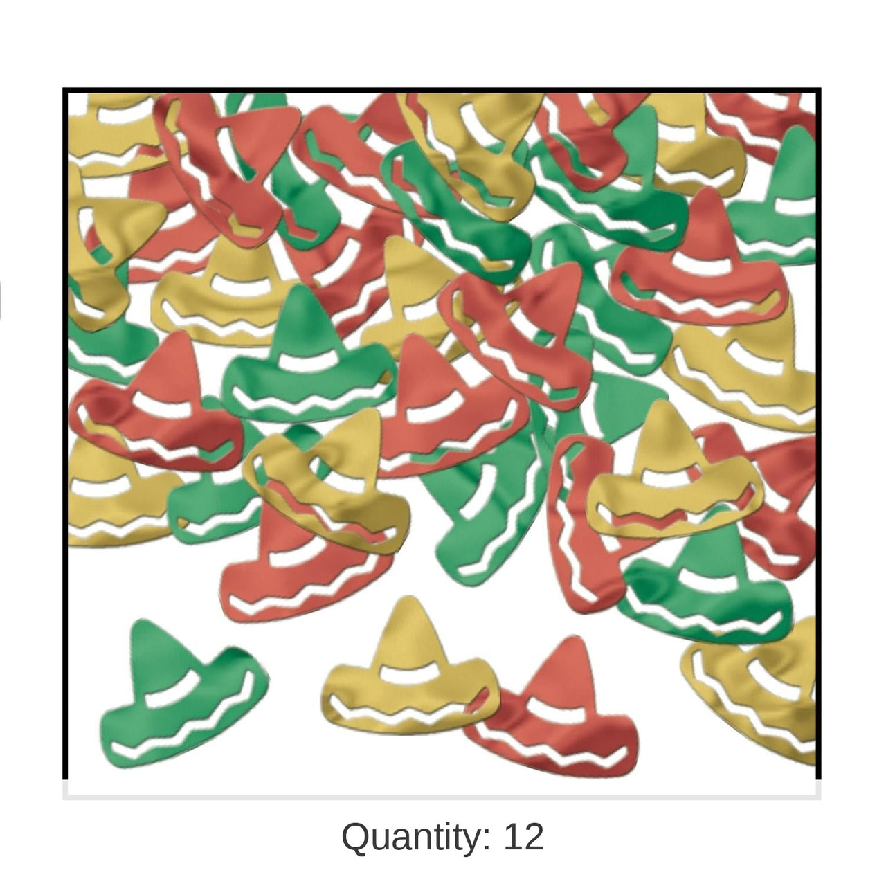 12 Pack Bulk Fiesta Confetti Sombreros red - gold - green (1 Oz per Pack)