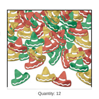 12 Pack Bulk Fiesta Confetti Sombreros red - gold - green (1 Oz per Pack)