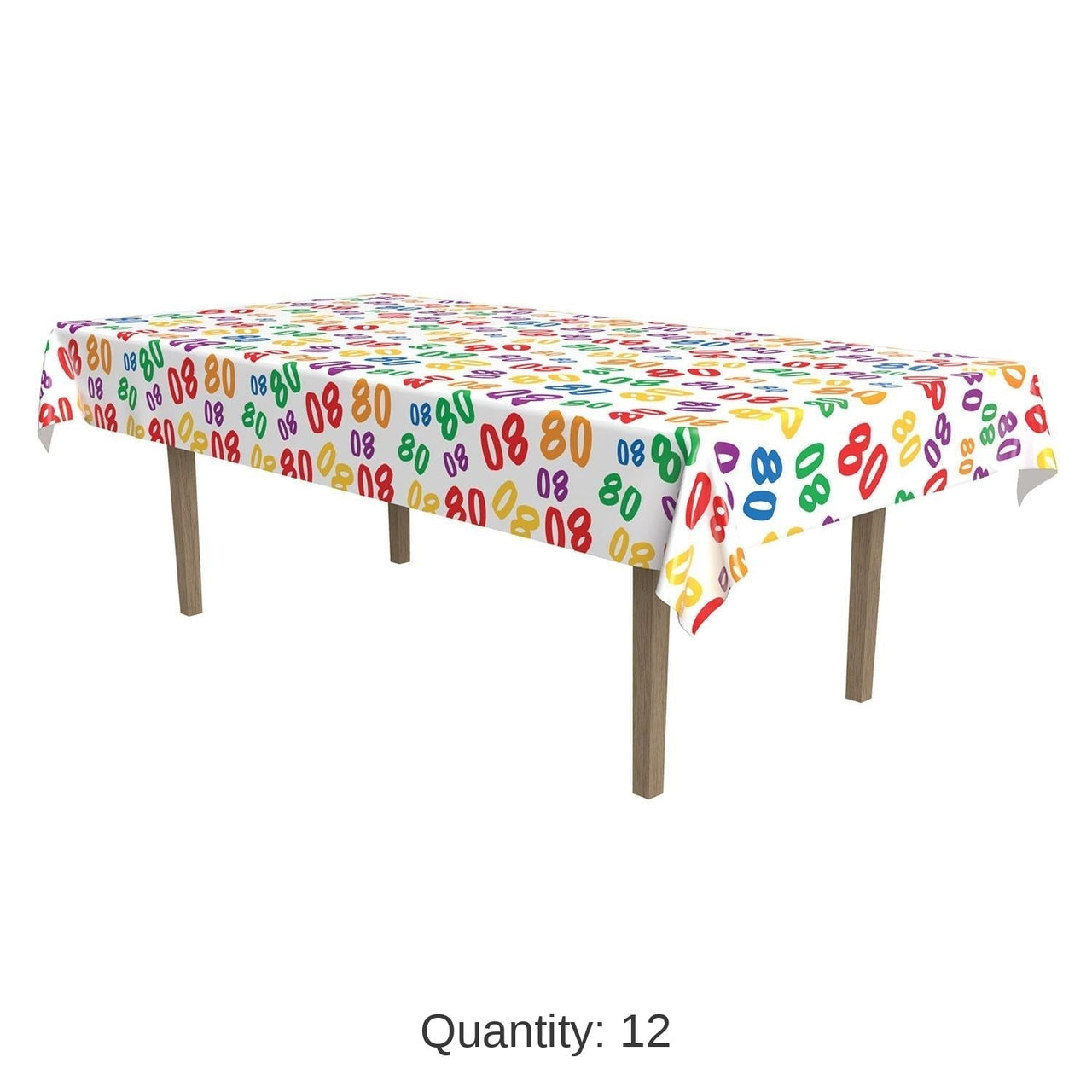 12 Pack Bulk 80th Birthday Party Tablecover
