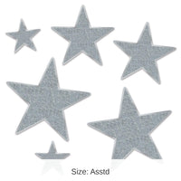 72 Pack Bulk Glittered Foil Star Party Cutouts - silver