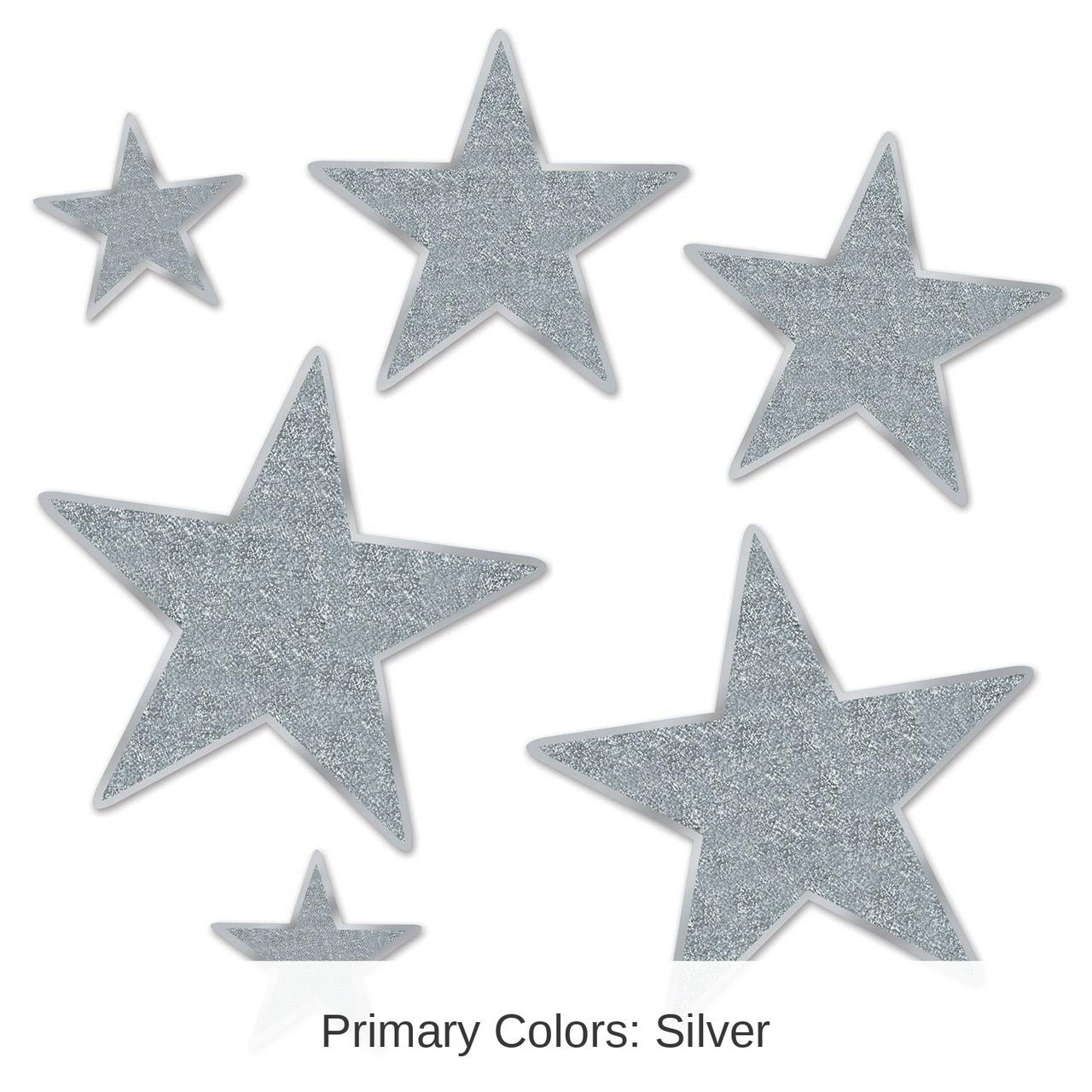 72 Pack Bulk Glittered Foil Star Party Cutouts - silver