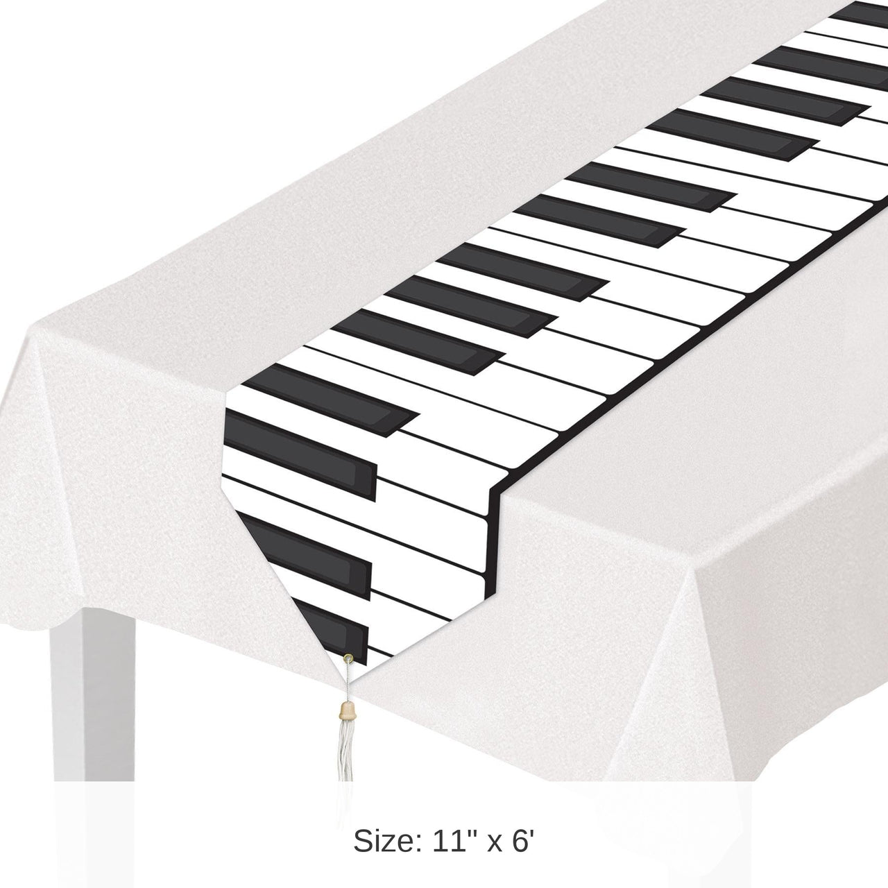 12 Pack Bulk Printed Piano Keyboard Party Table Runner