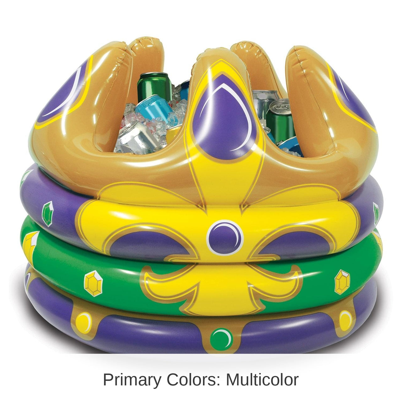 6 Pack Bulk Mardi Gras Inflatable Crown Cooler
