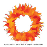 6 Pack Bulk 8 Inch- Thanksgiving Fancy Wreath-  Golden- Yellow - Orange - Red