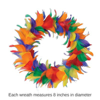 6 Pack Bulk Fancy Party Wreath - rainbow (8 Inches)