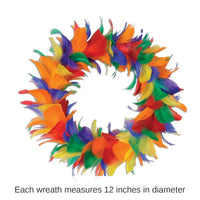 6 Pack Bulk Fancy Party Wreath - rainbow (12 Inches)