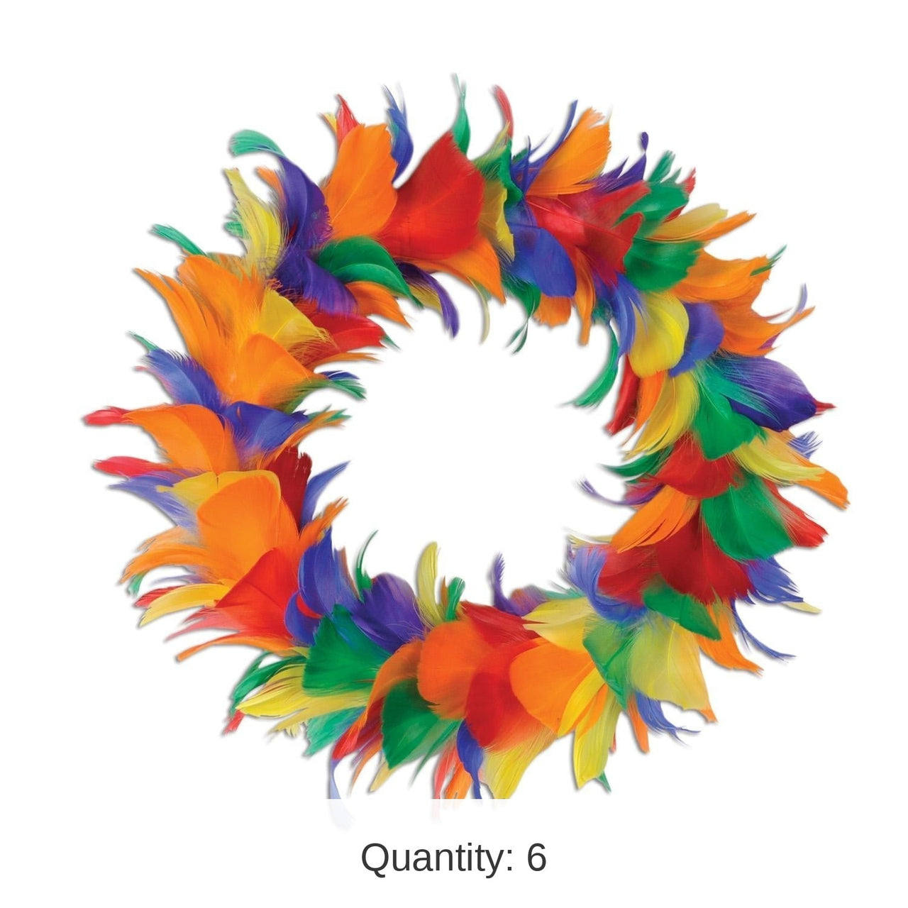 6 Pack Bulk Fancy Party Wreath - rainbow (12 Inches)
