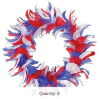 6 Pack Bulk Fancy Wreath Party Decor - red - white - blue