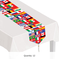12 Pack Bulk Printed International Flag Party Table Runner