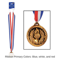 12 Pack Bulk Bronze Medal with Ribbon (2 Inch Medal)