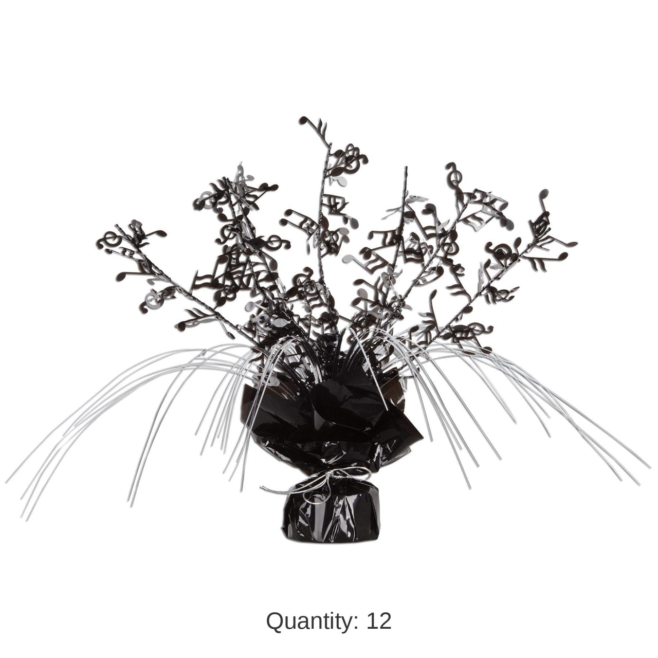 12 Pack Bulk Musical Notes Party Centerpiece - black/silver