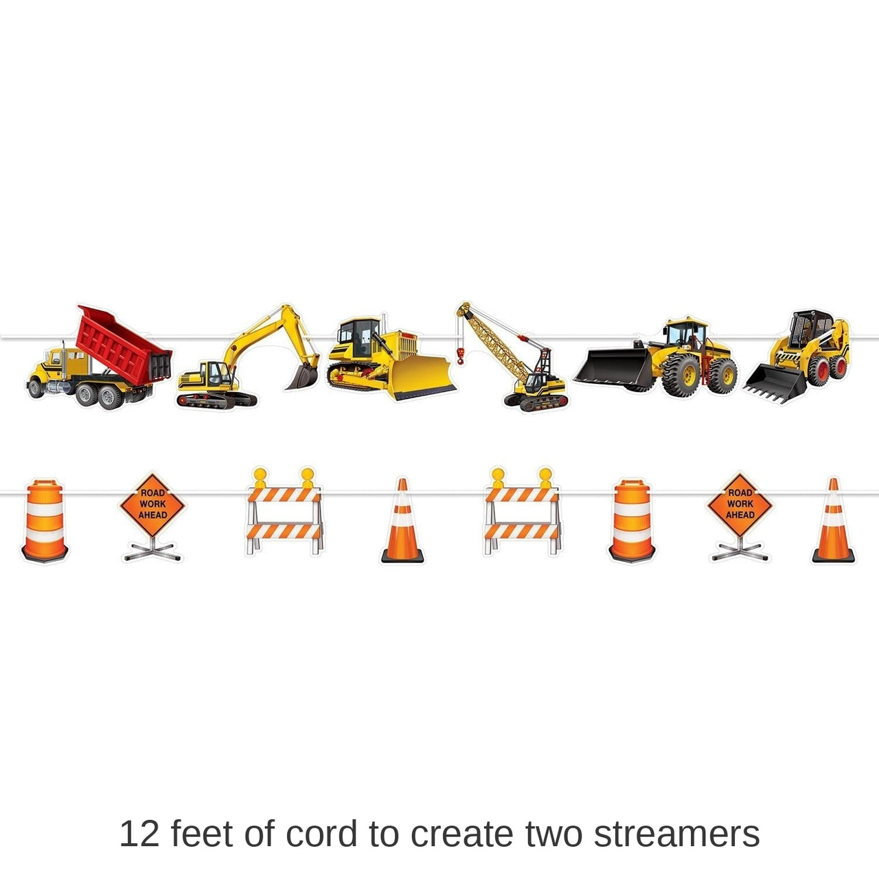 12 Pack Bulk Construction Party Streamer Set