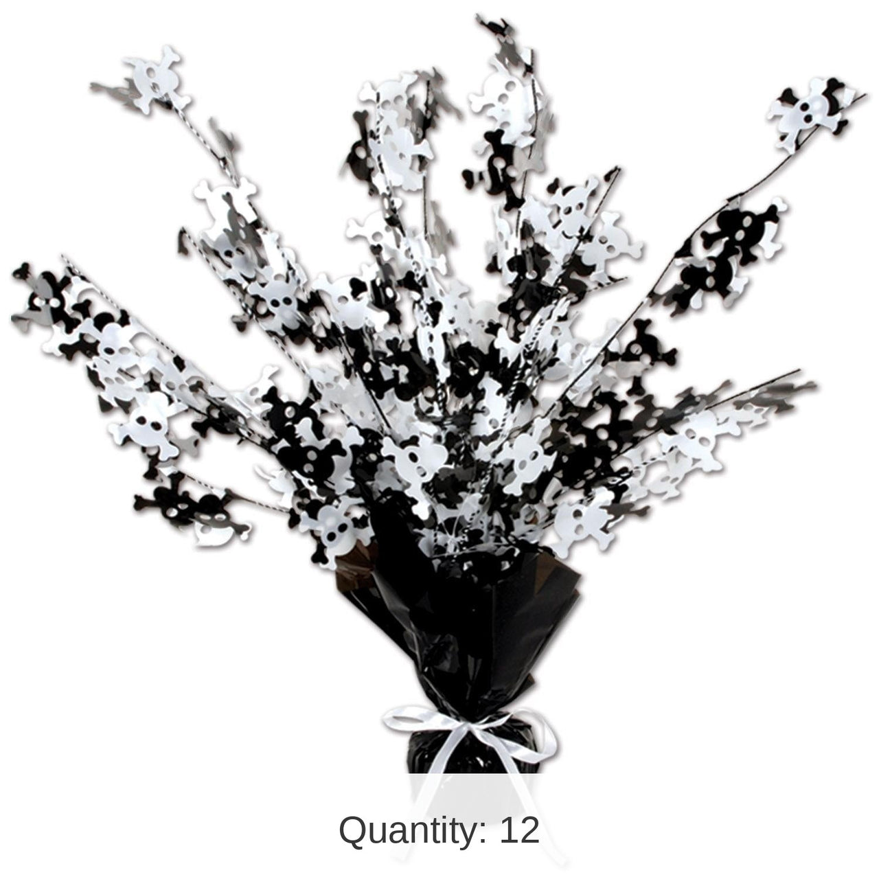 12 Pack Bulk Halloween Skull/Crossbones Centerpiece