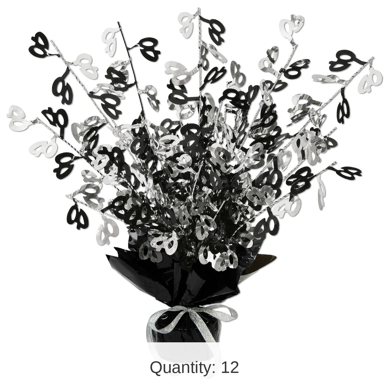12 Pack Bulk 40th Birthday Party Centerpiece - black