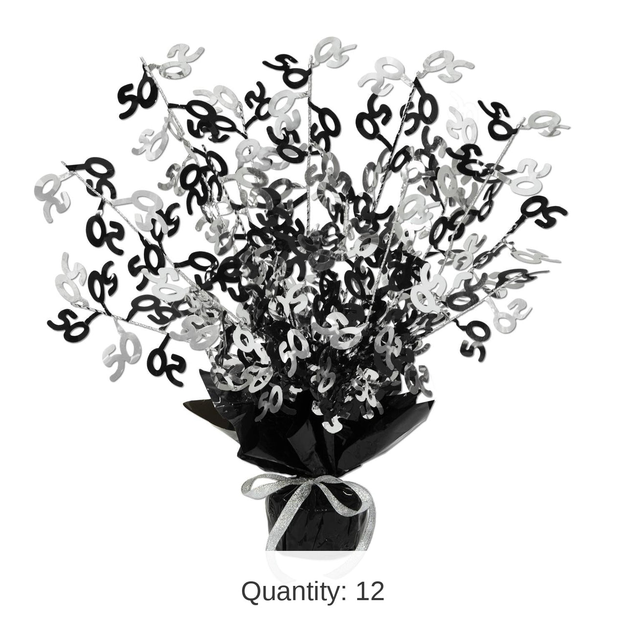 12 Pack Bulk 50th Birthday Party Centerpiece - black