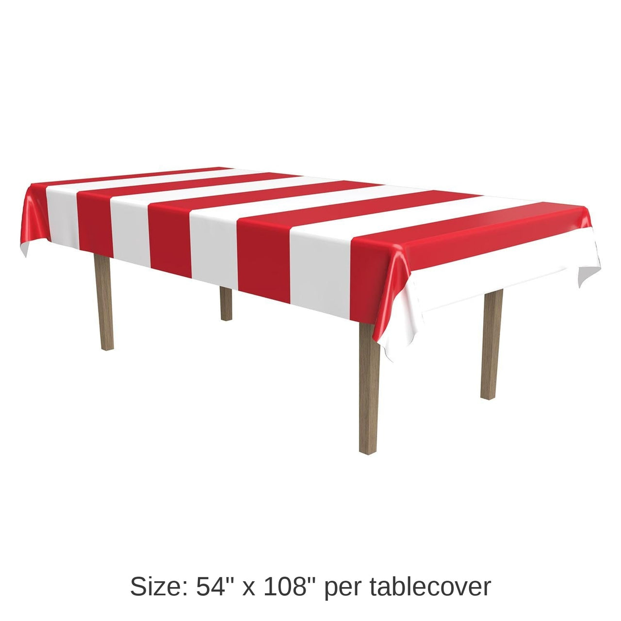 12 Pack Bulk Red/White Stripes Party Tablecover