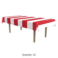 12 Pack Bulk Red/White Stripes Party Tablecover