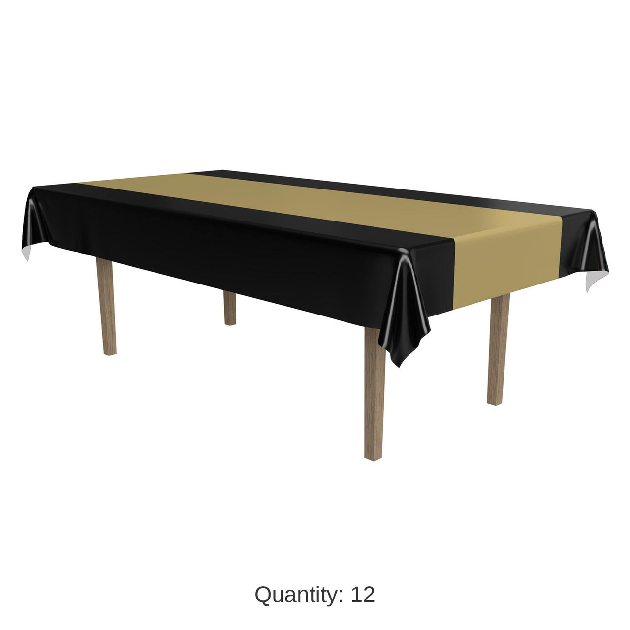 12 Pack Bulk Black/Gold Party Tablecover
