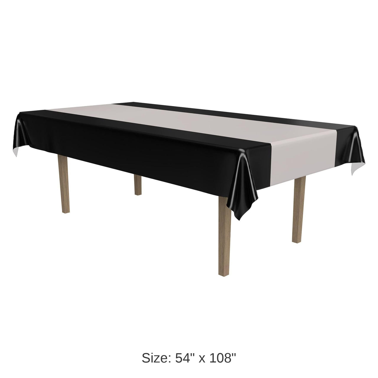 12 Pack Bulk Black/Silver Party Tablecover