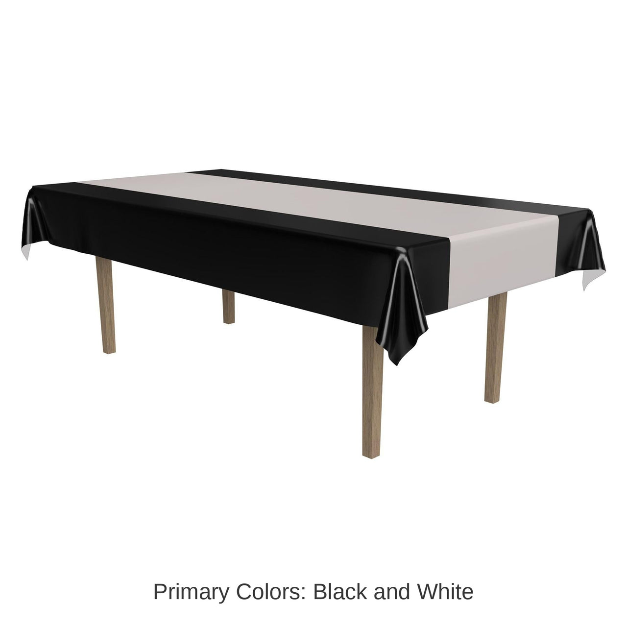 12 Pack Bulk Black/Silver Party Tablecover