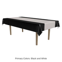 12 Pack Bulk Black/Silver Party Tablecover