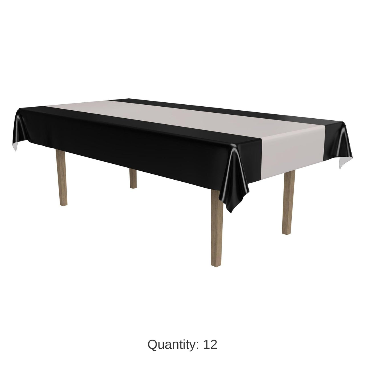 12 Pack Bulk Black/Silver Party Tablecover