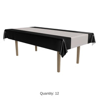 12 Pack Bulk Black/Silver Party Tablecover