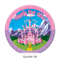 96 Pack Bulk Princess Party Paper Plates 9 inch