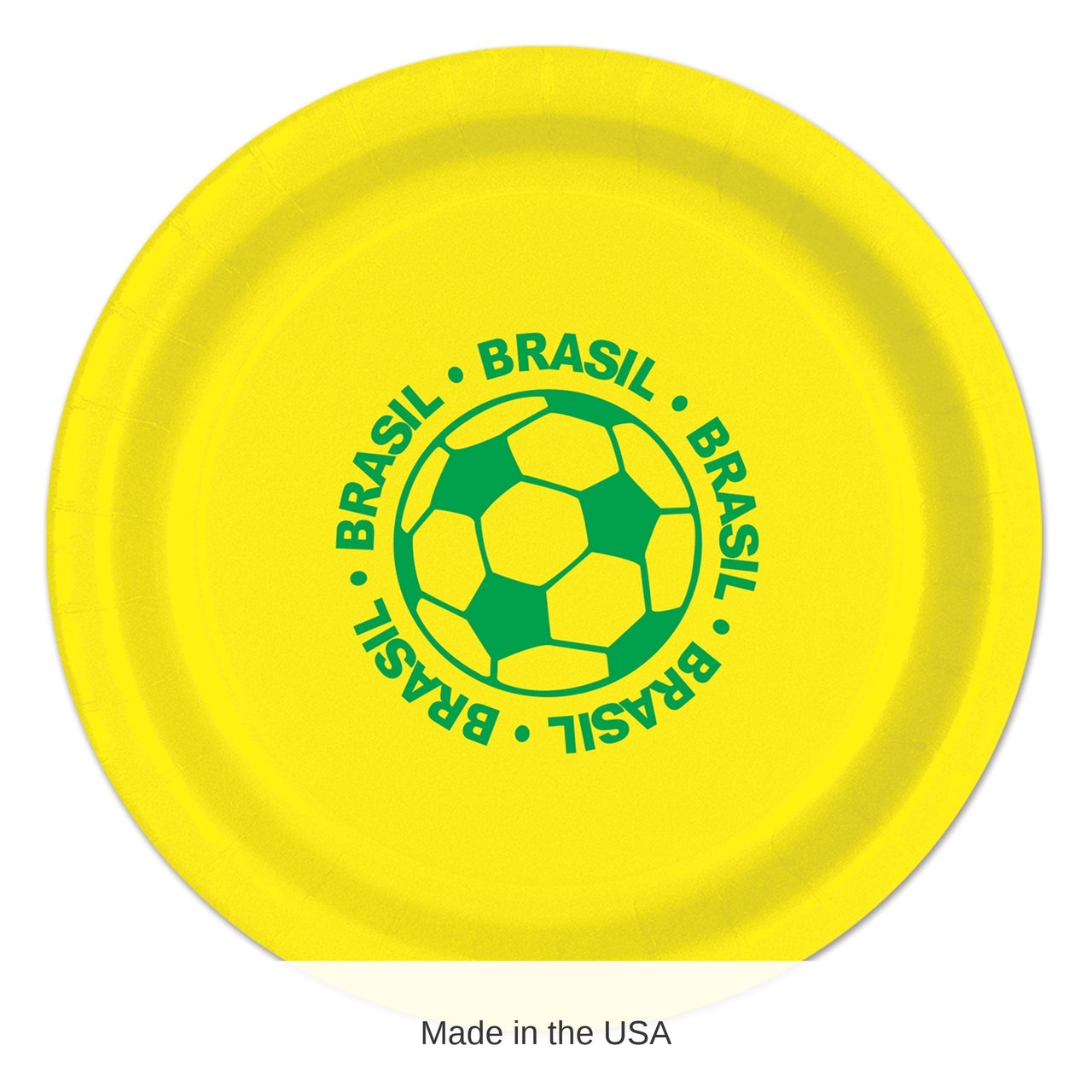 96 Pack Bulk Brazil Soccer Party Plates 9-inch Dinner Plates