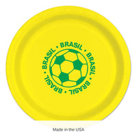 96 Pack Bulk Brazil Soccer Party Plates 9-inch Dinner Plates