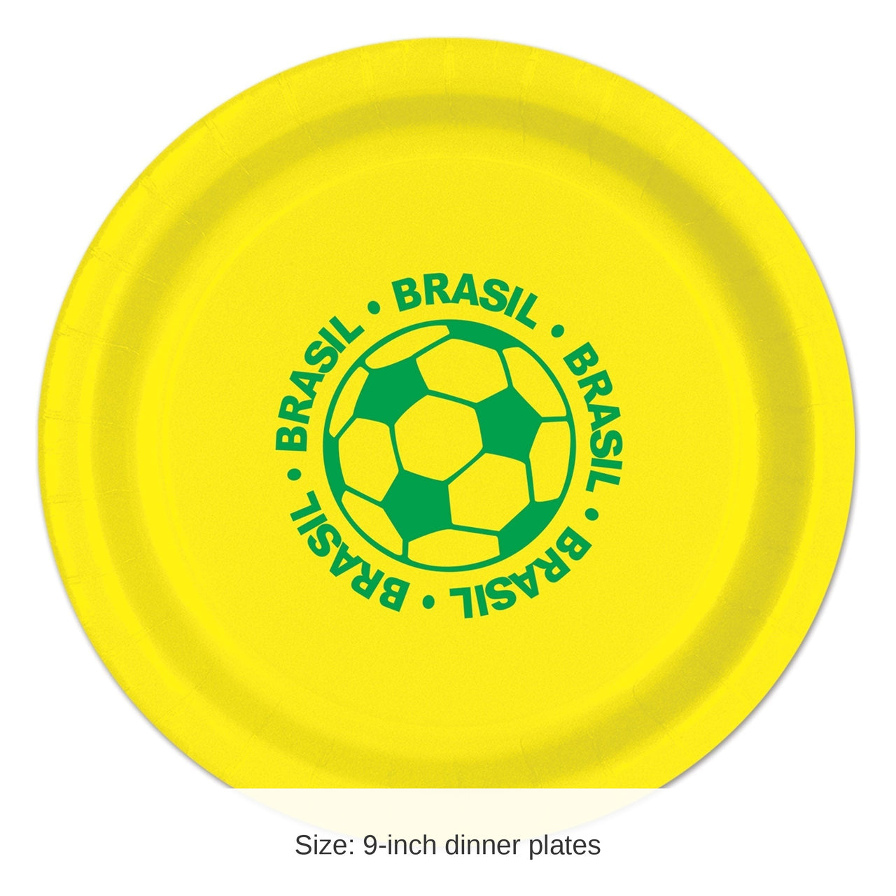 96 Pack Bulk Brazil Soccer Party Plates 9-inch Dinner Plates